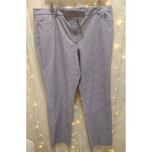 TOMMY HILFIGER WOMENS 16 BLUE DRESS PANTS PLAID CHECKER MID-RISE BUSINESS CASUAL - Picture 1 of 7